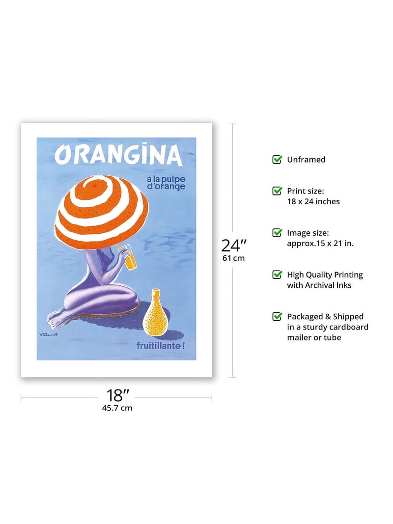 Orangina - Orange Sparkling Soda! - Vintage Advertising Poster by