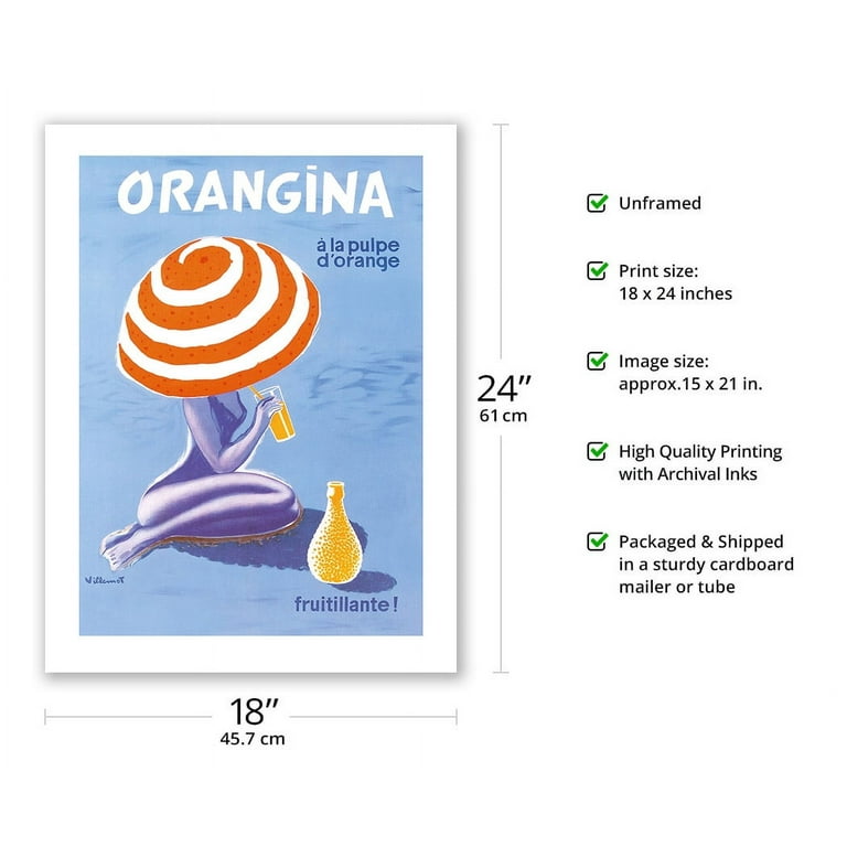 Orangina - Orange Sparkling Soda! - Vintage Advertising Poster by