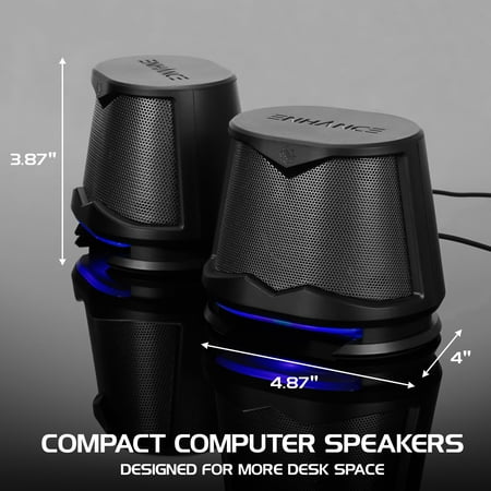 ENHANCE - SB2 2.0 High Excursion PC Gaming Speakers with LED Lights 3.5mm USB - Black - Black