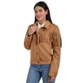 thumbnail image 2 of Women's Wrangler Faux Suede Trucker Jacket With Fringe, 2 of 2