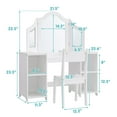 thumbnail image 6 of 2 in 1 Kids Princess Vanity Storage Cabinet with Detachable Top, Tri-fold Mirror, Kids Vanity for Girls Age 3-9 (White with Chair), 6 of 6