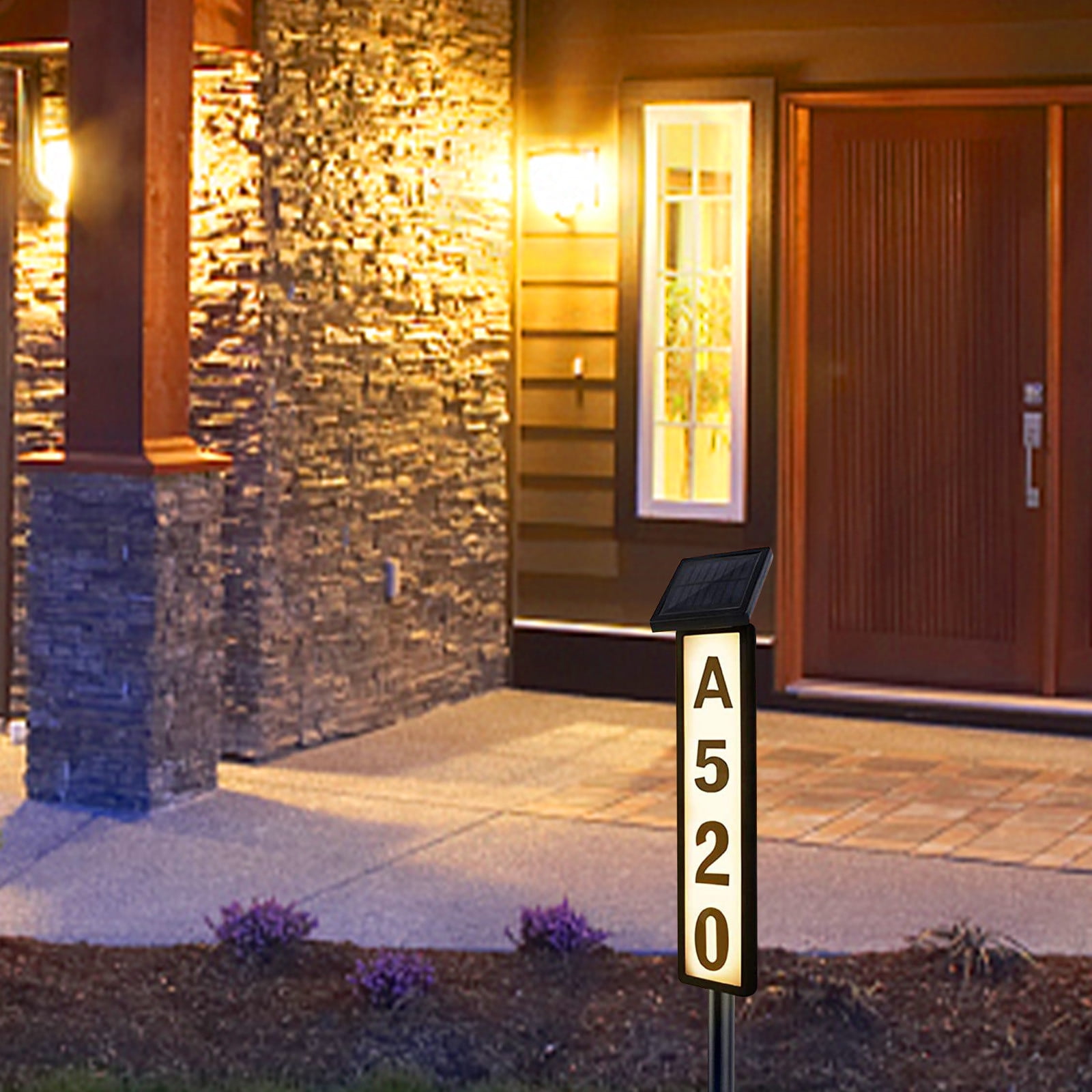 Darzheoy Solar Lighted House Address Numbers Sign, Solar Powered House Numbers Light, LED Illuminated Outdoor Address Plaque for Home Yard Garden House
