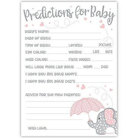50 Pink Elephant Predictions And Advice Cards Girl Baby Shower 50 Pink Elephant Predictions And Advice Cards Girl Baby Shower