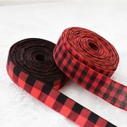 Red and Black Plaid Burlap Ribbon Christmas Wired Ribbon Wrapping Ribbon for Christmas Crafts Decoration, Floral Bows Craft 3.8CM