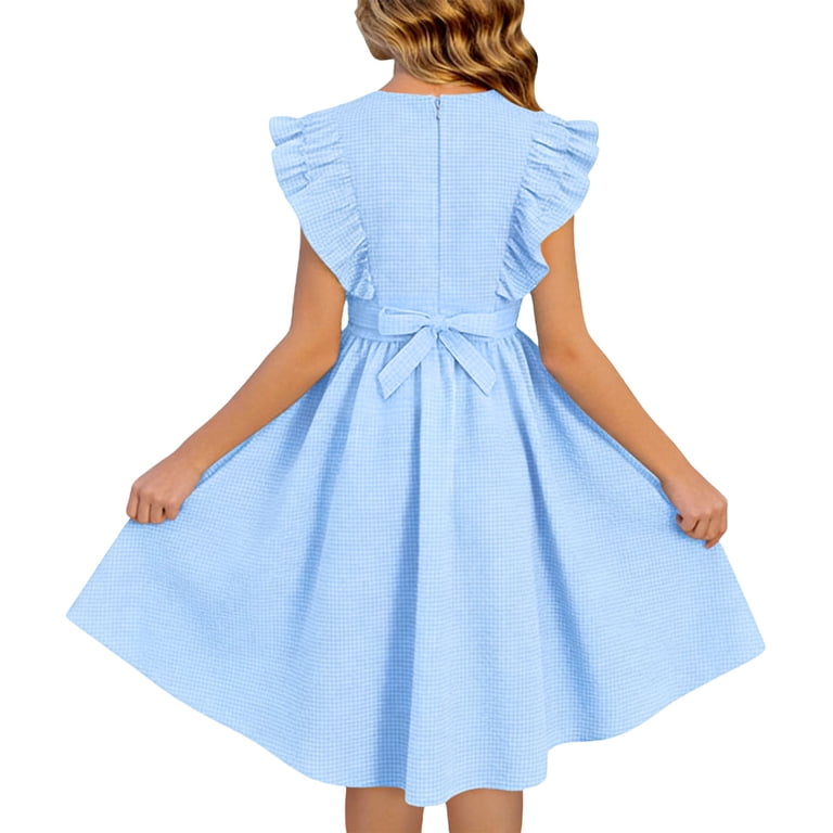 Eltusu Girls Dresses, Flowery Princess Flutter Sleeve Fashion Short Sleeve Dresses  Blue Size 12-13T - Walmart.com