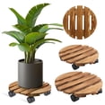 thumbnail image 3 of Daily Mix Store Support de Plante LQQDREX avec Roues, Support de Plante en Bois avec Roues Robuste, Support Rond 360 avec Roulettes, avec Plante Verrouillable, 3 of 8
