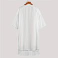 thumbnail image 6 of MOJOGO Men's Beachwear Robe Open Front Cardigan Half Sleeve Mesh Coverups with Fringe Lightweight Vacation Outfits M, 6 of 6