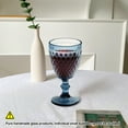 thumbnail image 6 of AOMOTA 6pcs Glass Goblet Embossed Retro Vintage Glassware 8 oz Glass Goblet Wine Goblet Wine Cup Stemware for Beverage (Blue), 6 of 9