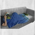 thumbnail image 6 of Ocean Soft Flannel Fleece Blanket, Caribbean Polynesia Tropics Small Palm Trees Relaxing Vacation Seascape Image, Cozy Plush for Indoor and Outdoor Use, 50" x 70", Green Blue White, by Ambesonne, 6 of 6