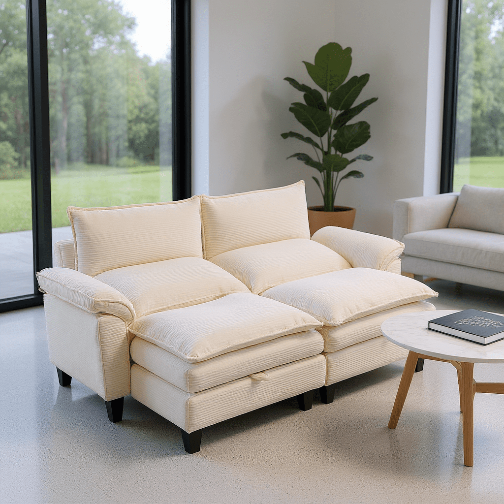 Gewnee Modular Cloud Sectional Sofa Deep Seat Oversized Loveseat with Ottoman Free Combination Modular 4 Seat Upholstered Convertible Couch Upholstered Sofa Bed Set