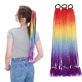 thumbnail image 2 of Benehair 12 Strands Twist Box Braids Ponytail Bright Pigtail Hair Extensions Dreadlocks Kanekalon Crochet Braids for Women 24" Orange+Yellow+Blue+Purple, 2 of 5