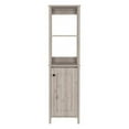 thumbnail image 4 of Knubmt 1 Door Bathroom Cabinet with 2 Inner Shelves and 2 Open Shelves, 59" H Wood Storage Cabinet for Living Room, Light Gray, 4 of 7