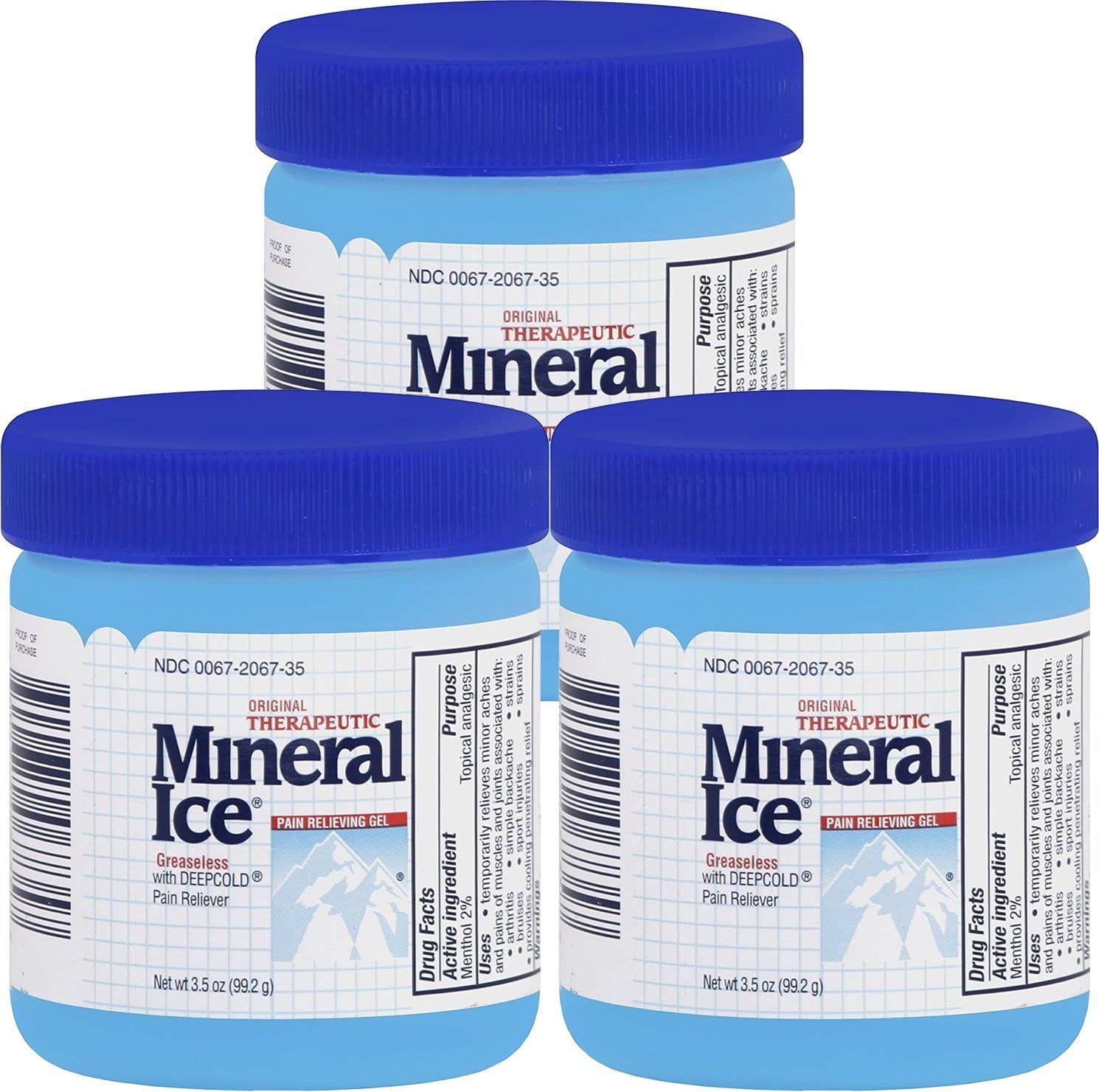 Mineral Ice Therapeutic Pain Relieving Gel, 3.5 Ounce Jar, 3 Pack ...