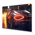 thumbnail image 2 of Designart "Exotic Car in the Neon-Lit Streets II" Neon Car Metal Art Living Room, 2 of 5