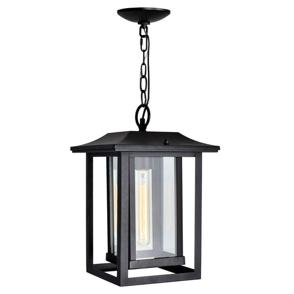 CWI Lighting Winfield 1 Light Farmhouse Metal Outdoor Hanging Light in Black