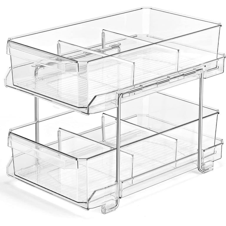 Homgreeen 2 SET, 2 Tier Clear Organizer with Dividers, Multi