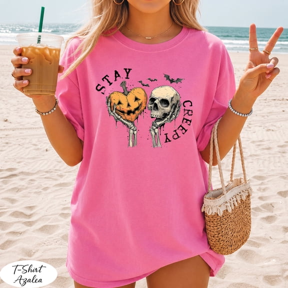 Stay Creepy Sweatshirt, Womens Halloween Sweatshirt, Cute Skeleton Hands Tee, Funny Halloween Outfit, Skull Tee, Spooky Season Shirt