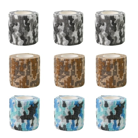 9 Pack 2 Inch x 5 Yards Self Adhesive Bandage Breathable Cohesive Bandage Wrap Rolls Elastic Self-Adherent Tape for Stretch Athletic, Sports, Wrist, Ankle，Style 12