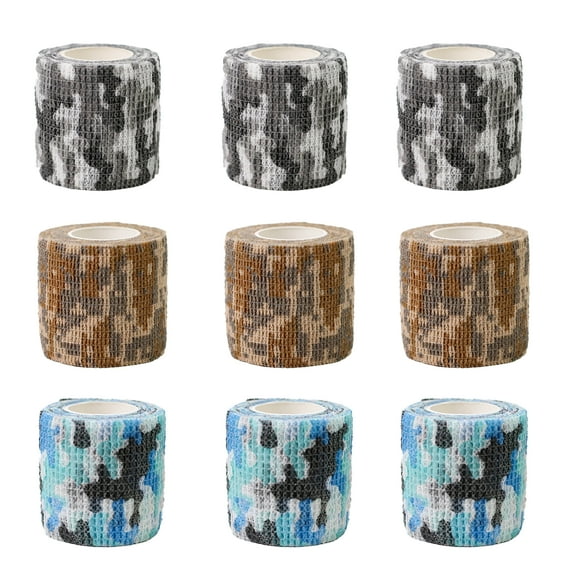 9 Pack 2 Inch x 5 Yards Self Adhesive Bandage Breathable Cohesive Bandage Wrap Rolls Elastic Self-Adherent Tape for Stretch Athletic, Sports, Wrist, Ankle，Style 12