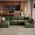 thumbnail image 5 of 124" Modular Sectional Sofa, 6-Seater U&L Shaped Modern Linen Cloud Couch with Storage Ottoman & USB Ports for Living Room, 5 of 7