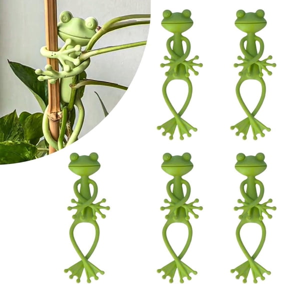 5Pcs Frog Plant Stand, Green Frog Plant Supports, Plant Frog Holder, Cute & Stable Support for Small Potted Plants & Succulents, Frog Garden Decor Planter Decorations