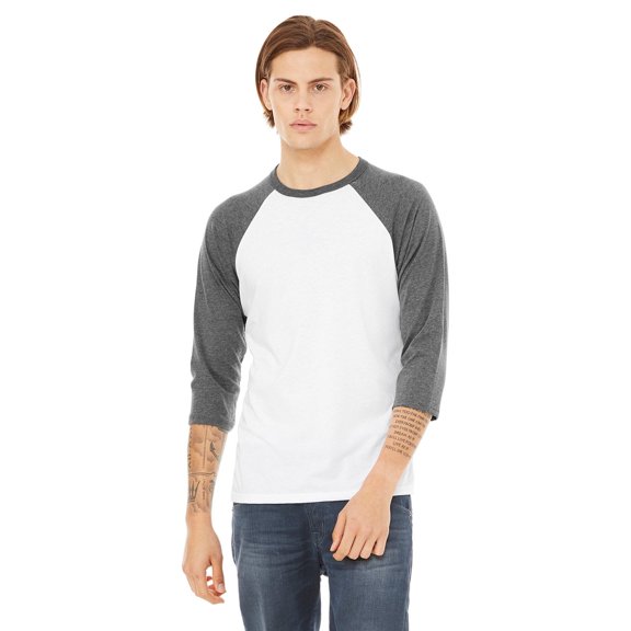 Unisex 3/4-Sleeve Baseball T-Shirt (WHITE/ DEEP HTHR - Extra Small)