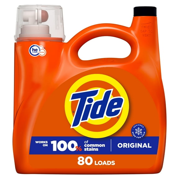 Tide Laundry Detergent Liquid, Original Scent, 105 fl oz, 80 Loads, HE Compatible
