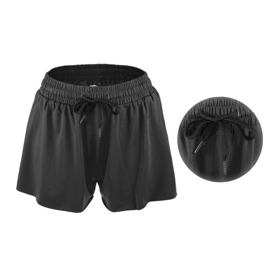 Vocoste 1Pc Women Flowy Running Shorts Casual High Waisted Workout Shorts Black Size L