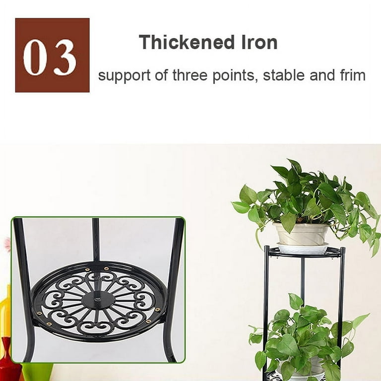 2-Tier Elegant Metal Plant Stand Shelf Flower Pot Rack Holder Indoor Outdoor Black White 2-Tier Elegant Metal Plant Stand Shelf Flower Pot Rack Holder Indoor Outdoor Black White