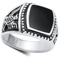 thumbnail image 4 of CHOOSE YOUR COLOR Eagle Signet Simulated Black Onyx Wholesale Ring .925 Sterling Silver Band CZ Female Size 9, 4 of 4