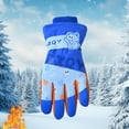 thumbnail image 2 of UngA Kids Waterproof Winter Snow Gloves Ski Gloves for Boy Girl Outdoor Warm Thickening Snowboar (Blue,6-8 Years), 2 of 4