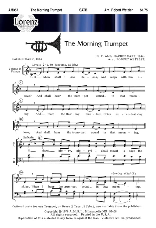 The Morning TrumpetSac Anthem SATB,Kybd Tpt Robert Wetzler