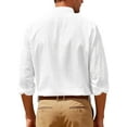 thumbnail image 4 of Men's Lightweight Beach Shirt Long Sleeve Collarless Button Up Top Cotton Linen Blend Casual Shirt for Summer Travel, 4 of 10