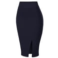 thumbnail image 3 of MixMatchy Women's Stretchy Fitted Front Split Midi Pencil Skirt, 3 of 4