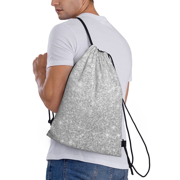 Kdxio Silver Glitter Print Drawstring Backpack Bag  display picture 1