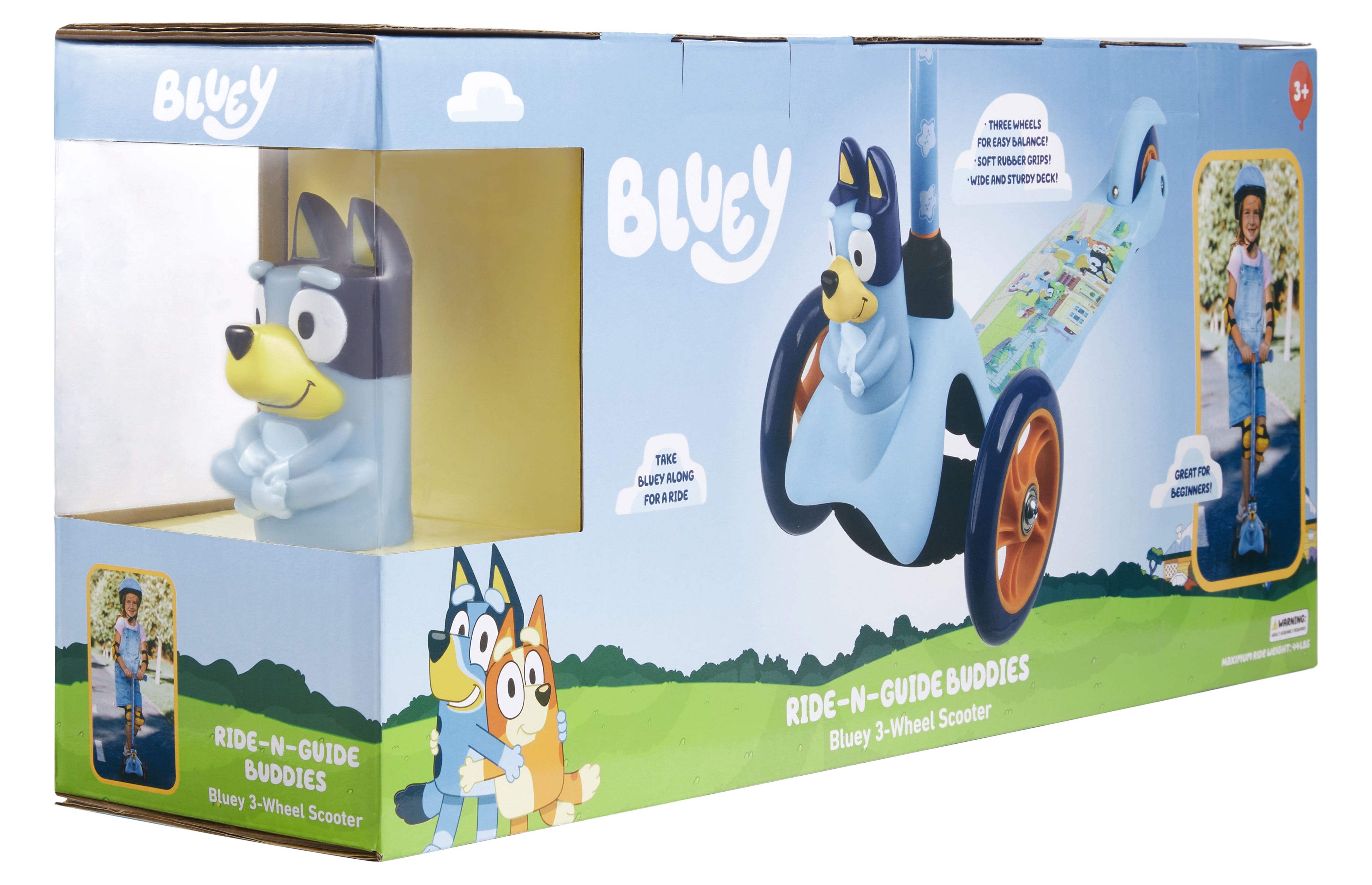 Bluey Ride-N-Glide Buddies 3D Three-Wheel Kick Scooter, Blue photo 3
