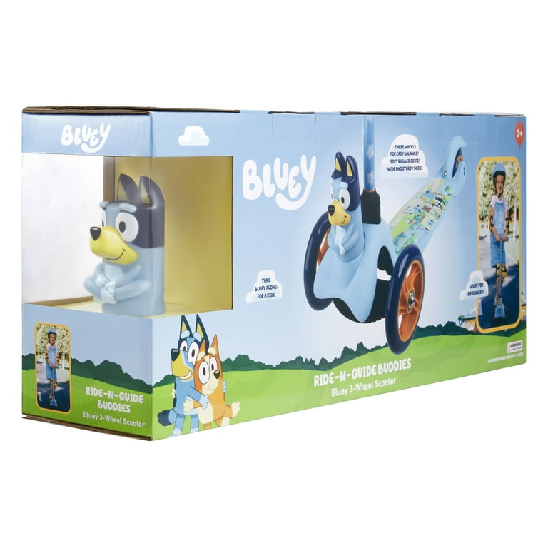 Bluey Ride-N-Glide Buddies 3D Toddler Scooter, 3 Wheel Kick