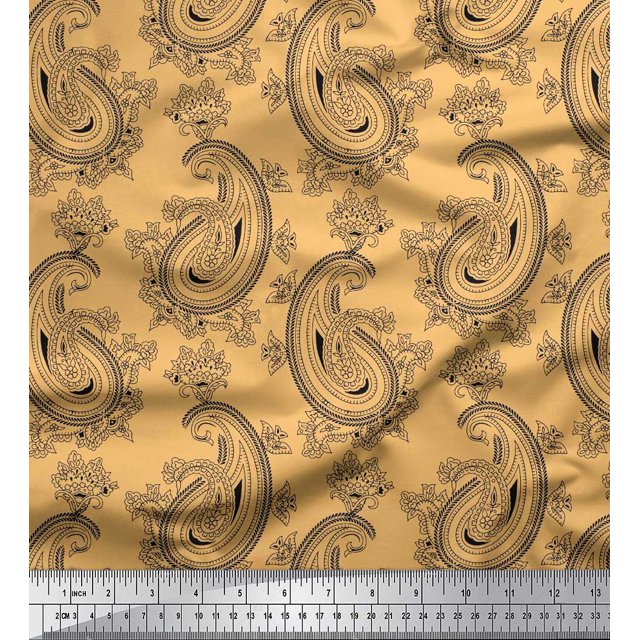 Soimoi Moss Georgette Fabric Artistic Paisley Fabric Prints by Yard 42 Inch Wide