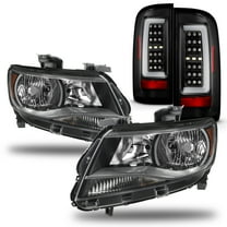 AKKON - Fits 2015-2022 Chevy Colorado [Halogen Type] Black Headlights   LED Tube Running Reverse Tail Lights Pair