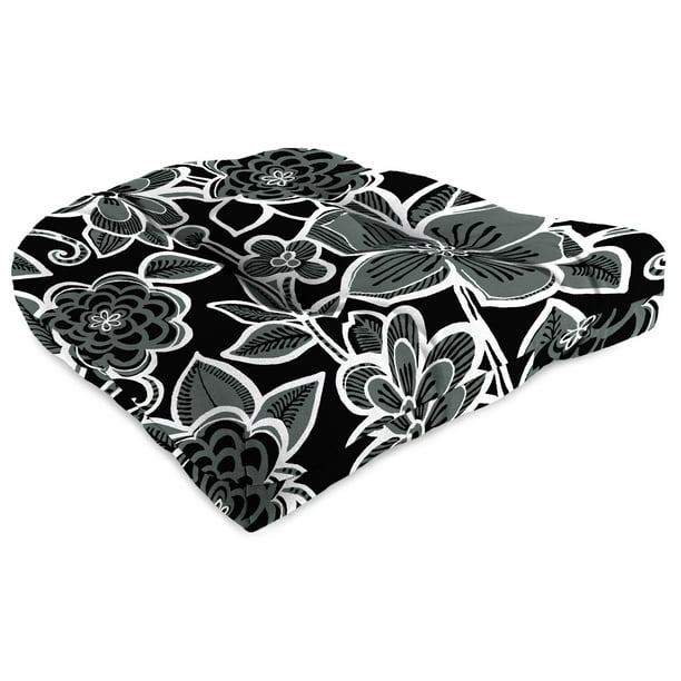 Jordan Manufacturing 18" x 18" Halsey Shadow Black Floral Square Tufted