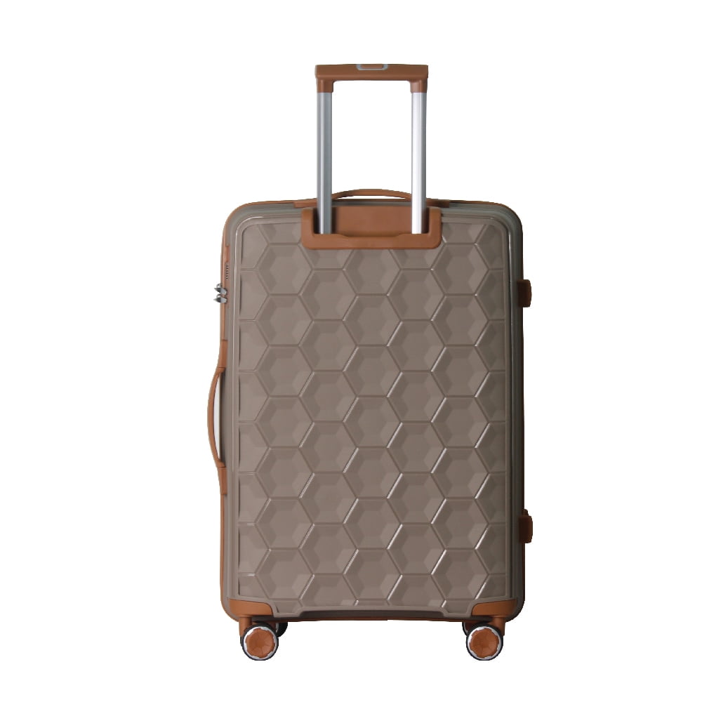 MAYEERTY 3-Piece Luggage Set, Lightweight Polypropylene Suitcases with TSA Lock & Spinner Wheels, Brown