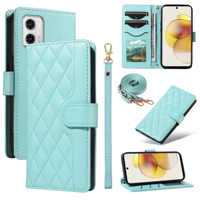 Motorola MOTO G73 Phone Case , Wallet Flip Cover Adjustable Crossbody Lanyard Magnetic Card Slots