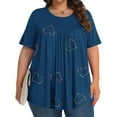 thumbnail image 2 of Plebaso Hauts pour Femmes Grande Taille Manches Courtes Blouses Plissées Décontractées Col Rond Été Tuniques Amples, 2 of 6