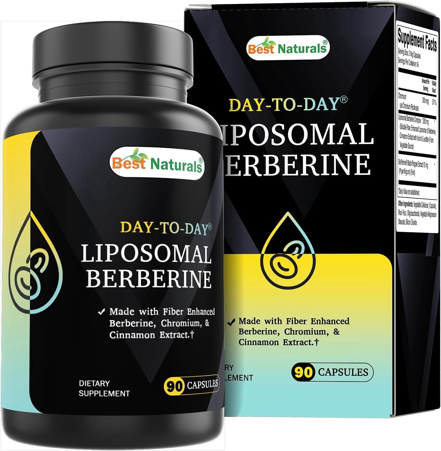 3 pack) Best Naturals Day to Day Liposomal Berberine 1200 mg with