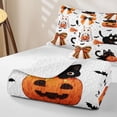 thumbnail image 4 of Erosebridal Cute Black Cat Quilt King, Happy Halloween Ghost Pumpkin King Coverlet Set for Boys Girls, Orange Black White, 3-Piece 1 Bedspread and 2 Pillowcases, 4 of 7