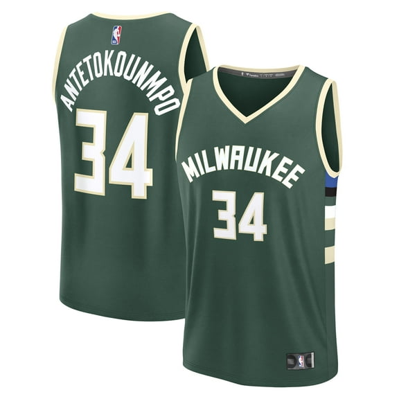 Men's Fanatics Giannis Antetokounmpo Hunter Green Milwaukee Bucks Fast Break Replica Player Jersey - Icon Edition