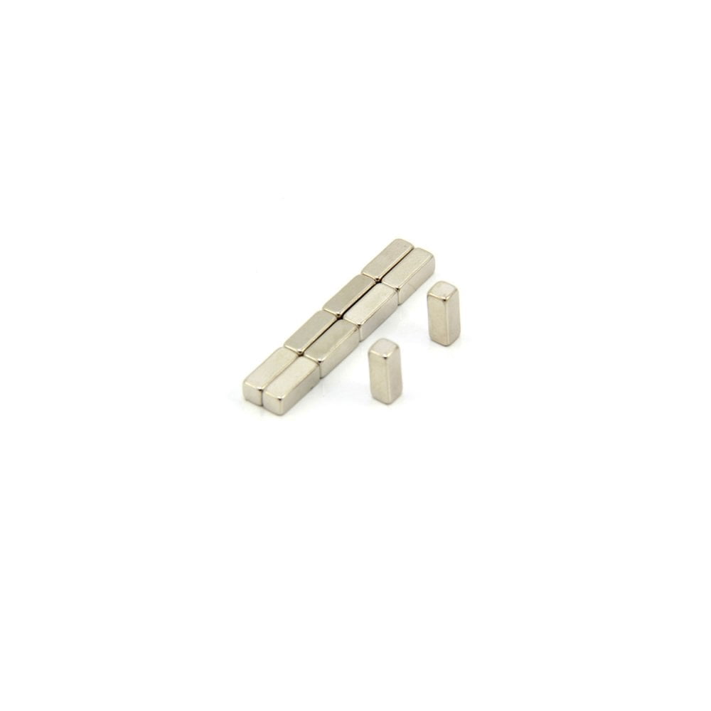 45H Neodymium Rectangular Bar Magnet - 3mm x 3mm x 8mm thick - 1.1lbs Pull (Pack of 10)