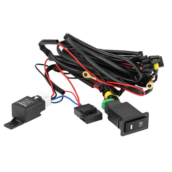 Fog Light Wiring Harness Kit,Push Button Switch with Wiring Harness,12V Universal Car LED Fog Light On/Off Switch Wiring Harness Fuse Relay Kit