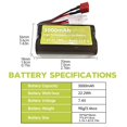 thumbnail image 2 of Batería Fytoo 7.4V 3000mAh 2S Li-ion con conector T y cargador 2 en 1, 2 of 7