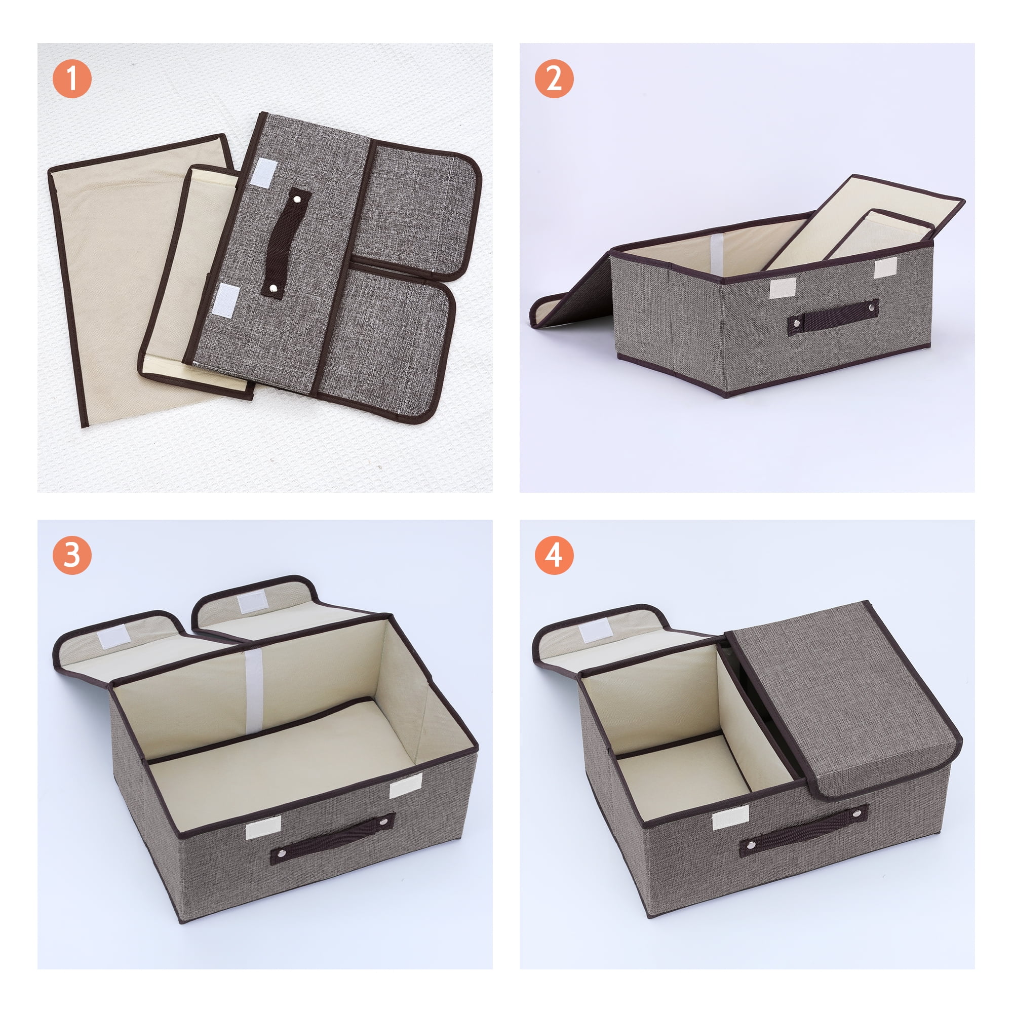 Unique Bargains Collapsible Storage Bin Basket with Handle for Shelves Organization Grey